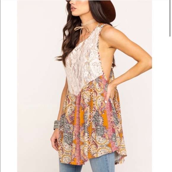 Free People Count Me In Trapeze Floral Combo New - Picture 2 of 3